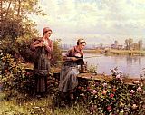 Maria And Madeleine Fishing by Daniel Ridgway Knight